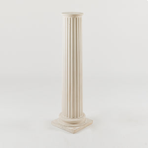 White tapered fluted column with square base - HIRE ONLY
