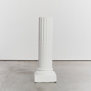White wood fluted half height column with square base - HIRE ONLY