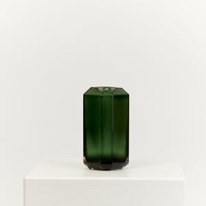 Green faceted glass vase - HIRE ONLY
