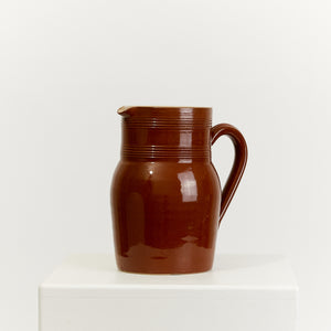 Ridged brown gloss jug   - HIRE ONLY