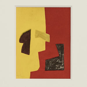 Serge Poliakoff lithograph in yellow, red & black, 1957